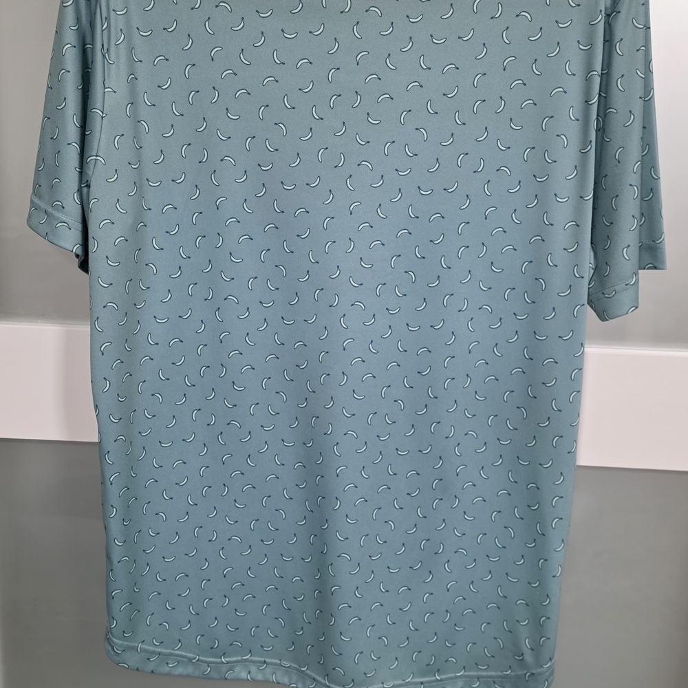 PRIMO Men's Teal Short-Sleeve Polo with Crescent Print - Picture 5 of 6